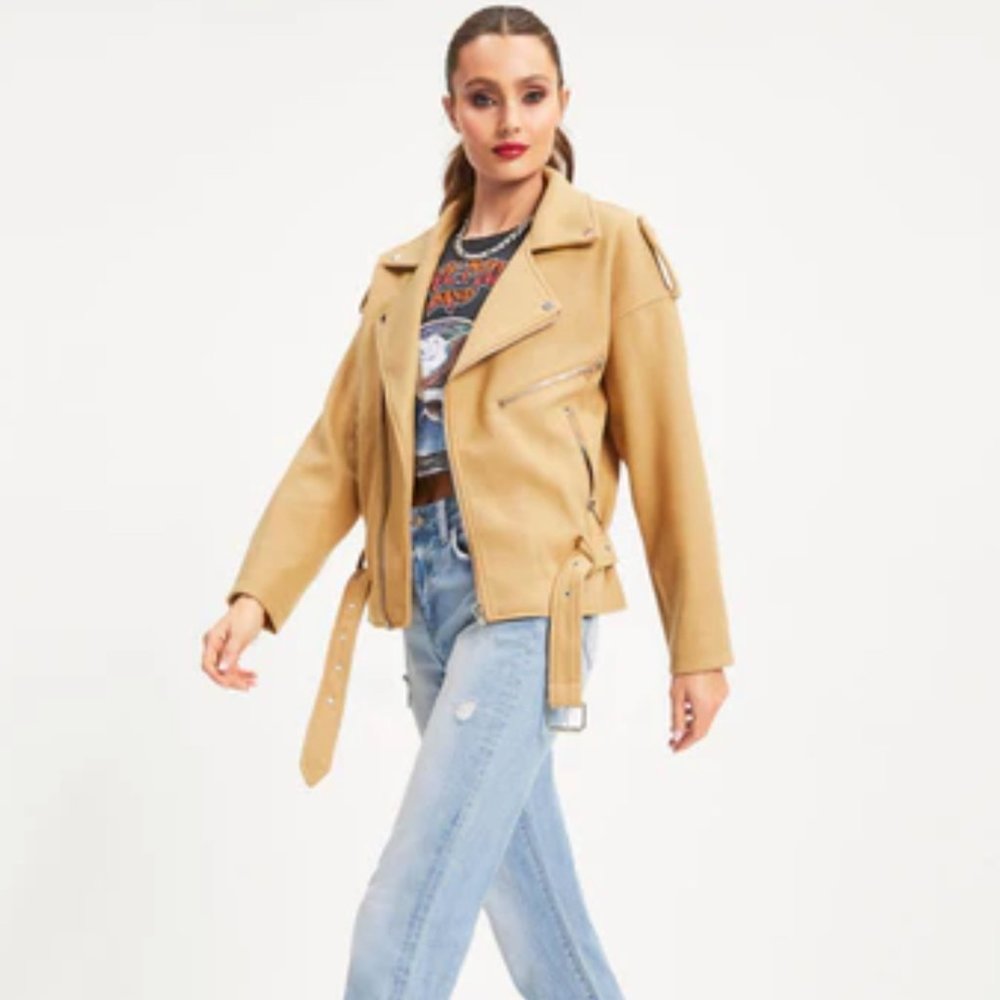 Skylar Rose NWT VICI Harley Biker Pocketed Jacket Camal NEW $125 Women's…